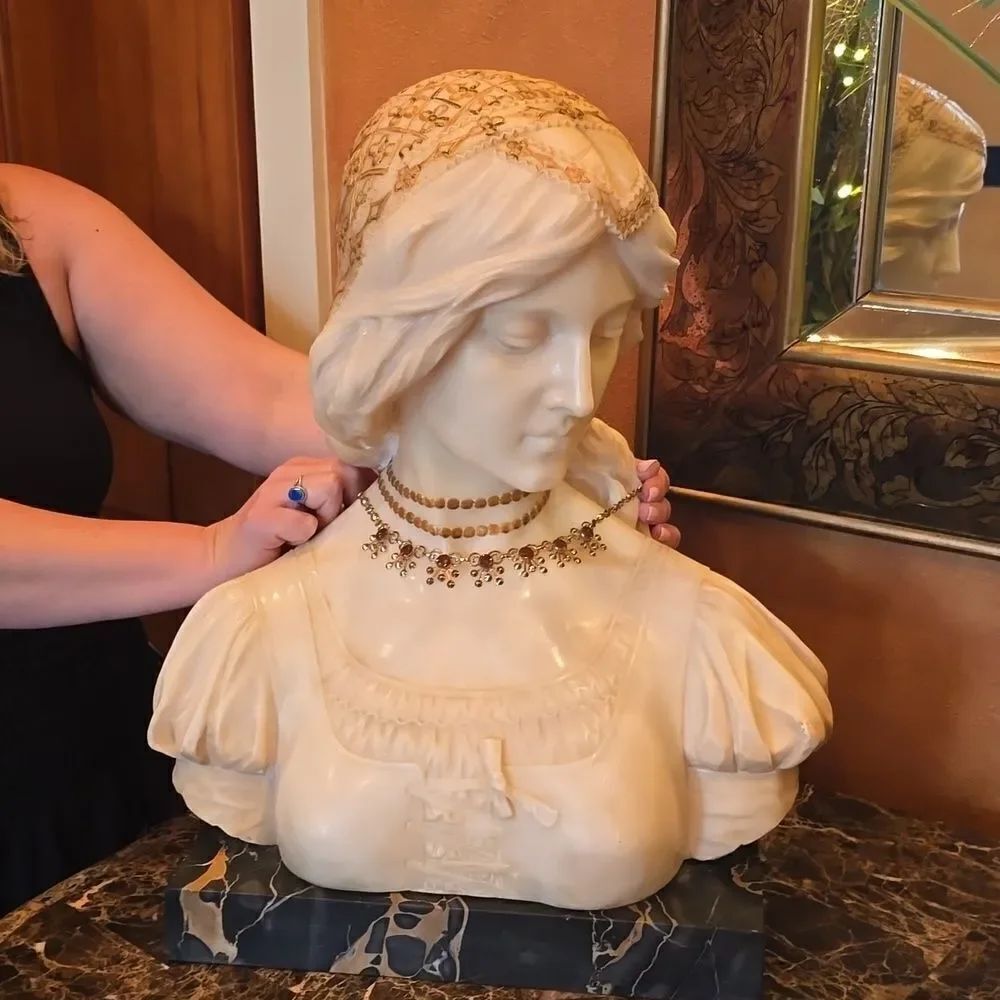 Vintage Choker from 1950's! Sandstone and Gold tone! EXCELLENT CONDITION - Picture 3 of 7